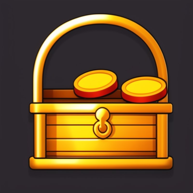 masterpiece, wooden chest with golden coins, dark_background, very detailed, icon, centered, realistic, cinematic lighting